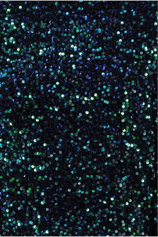 Goddiva Multi Sequin Velvet Jumper - Emerald Green By Goddiva
