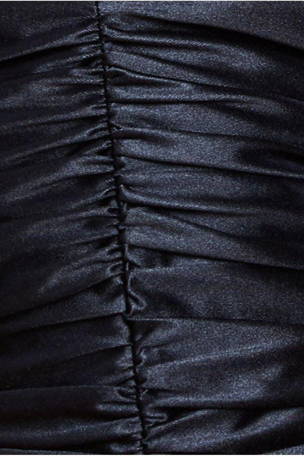 Goddiva Multi-Tied Satin Gathered Ring Maxi Dress - Black By Goddiva