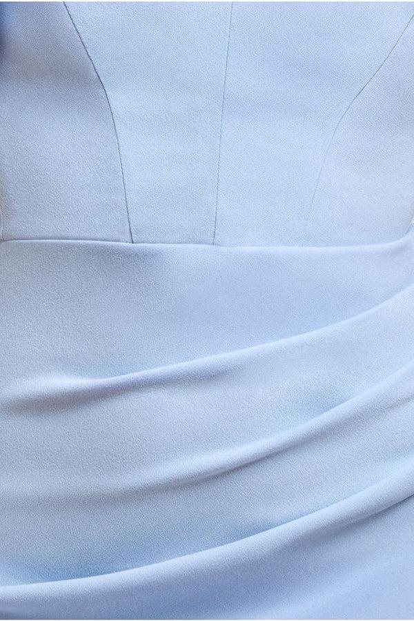 Goddiva Off The Shoulder Draped Sleeve Maxi Dress - Blue By Goddiva