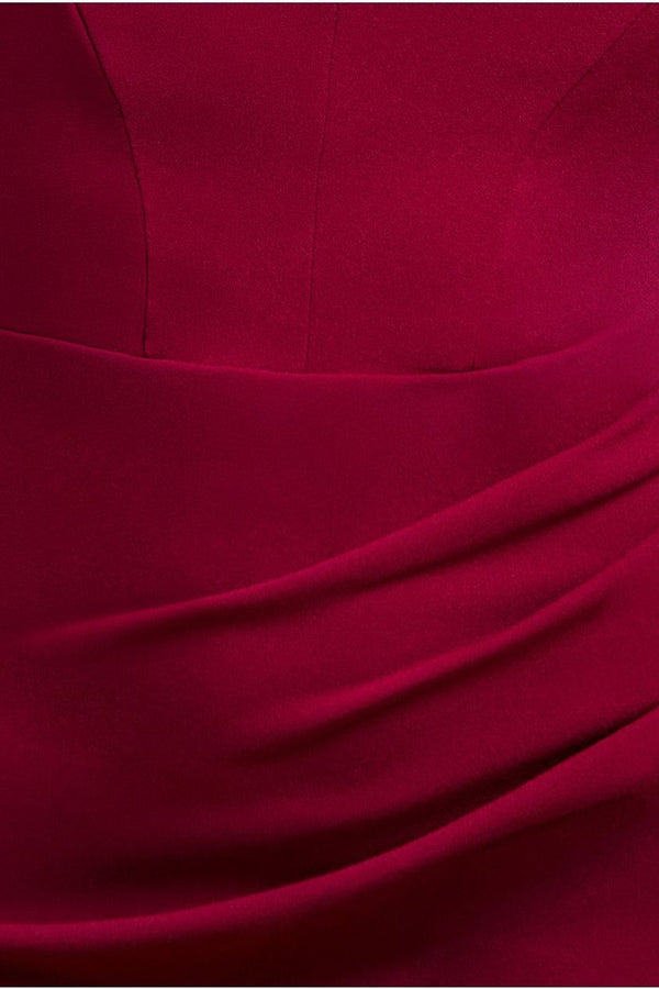Goddiva Off The Shoulder Draped Sleeve Maxi Dress - Burgundy By Goddiva