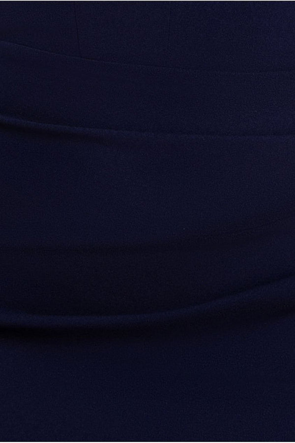Goddiva Off The Shoulder Draped Sleeve Maxi Dress With Diamante Neckline - Navy Blue By Goddiva