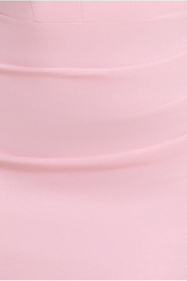 Goddiva Off The Shoulder Draped Sleeve Maxi Dress With Diamante Neckline - Blush Pink By Goddiva