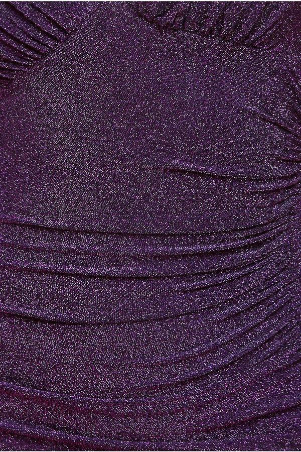 Goddiva Off The Shoulder Drawstring Side Midi - Magenta By Goddiva