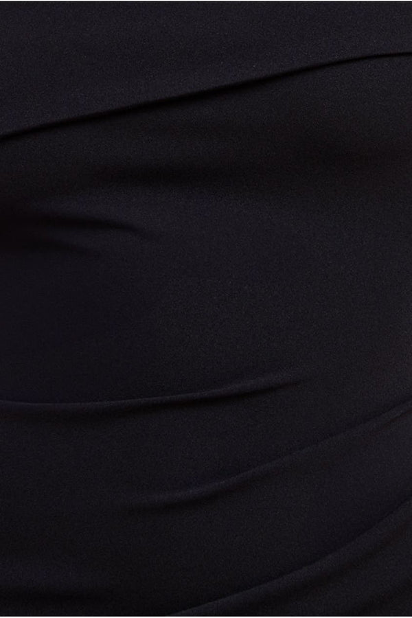 Goddiva Off The Shoulder Pleated Waist Maxi Dress - Black By Goddiva