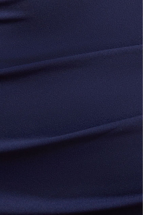 Goddiva Off The Shoulder Pleated Waist Maxi Dress - Navy By Goddiva