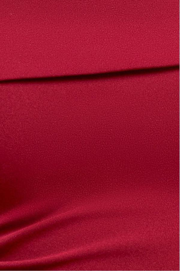 Goddiva Off The Shoulder Pleated Waist Maxi Dress - Wine By Goddiva