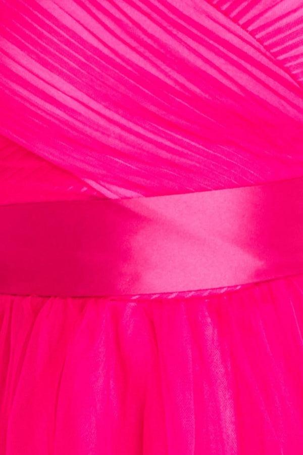 Goddiva Off The Shoulder Princess Maxi Dress - Hot Pink By Goddiva