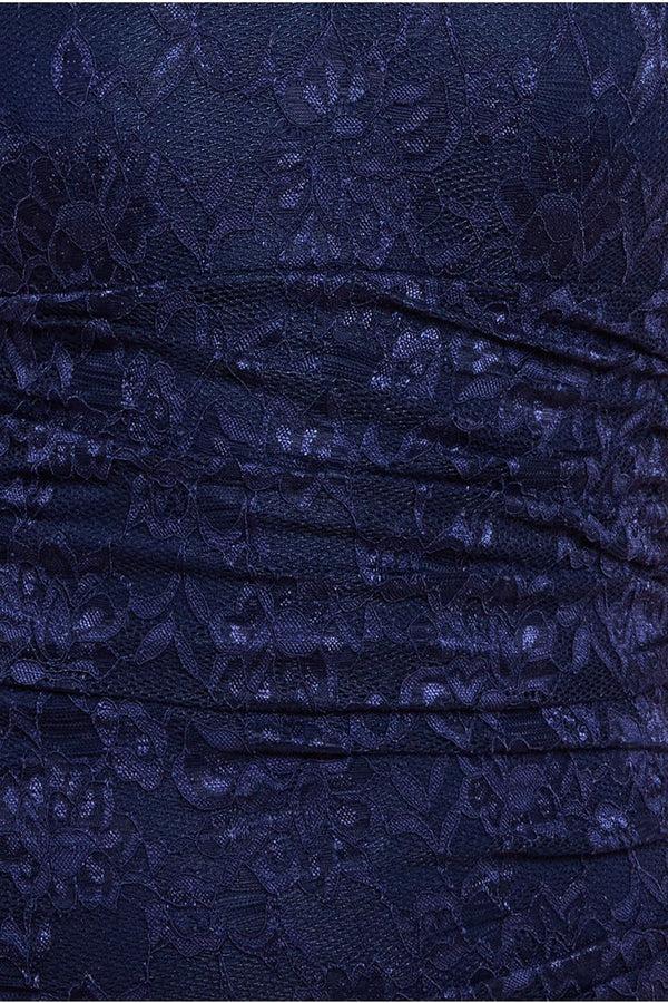 Goddiva Off The Shoulder Scalloped Neck Maxi Dress - Navy Blue By Goddiva