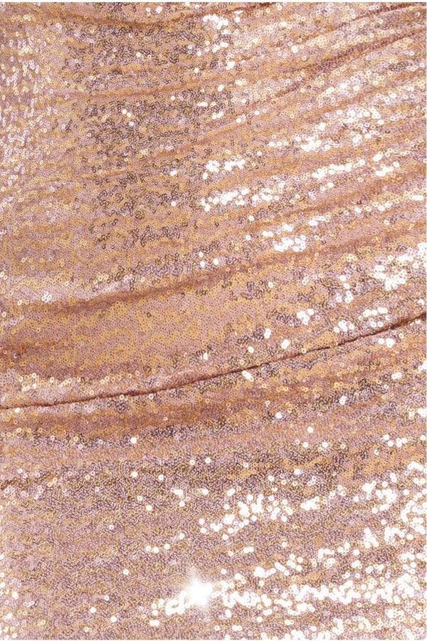 Goddiva Off The Shoulder Sequin Wing Maxi Dress - Champagne By Goddiva