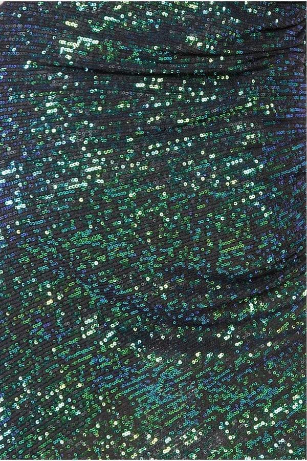 Goddiva One Shoulder Asymmetric Midi Dress - Emerald Green By Goddiva