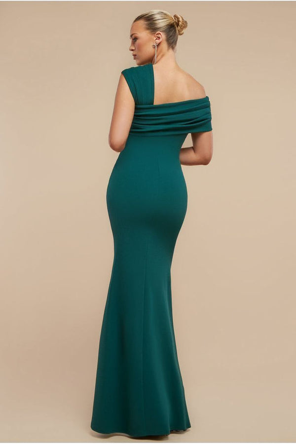 Goddiva One Shoulder Evening Maxi Dress - Emerald Green By Goddiva