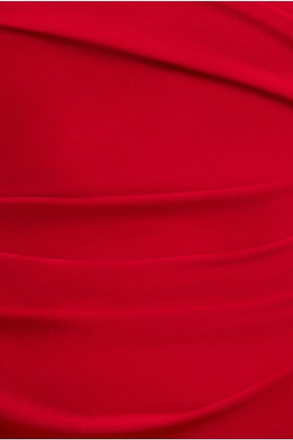 Goddiva One Shoulder Evening Maxi Dress - Red By Goddiva