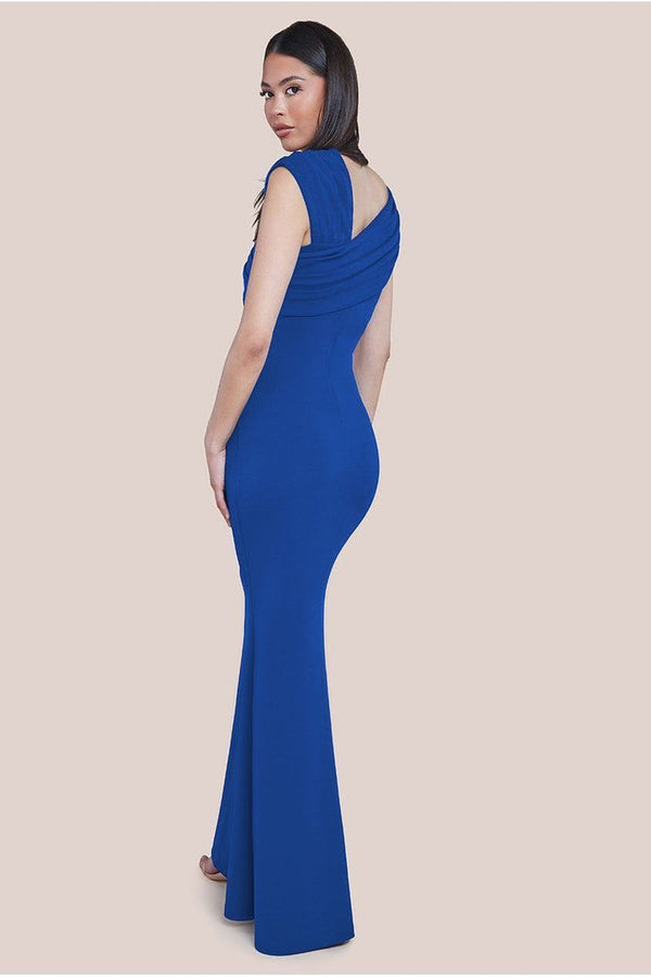 Goddiva One Shoulder Evening Maxi Dress - Royal Blue By Goddiva