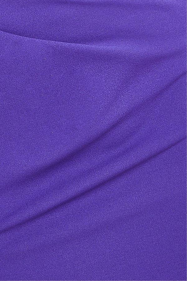 Goddiva One Shoulder Front Split Scuba Maxi - Purple By Goddiva