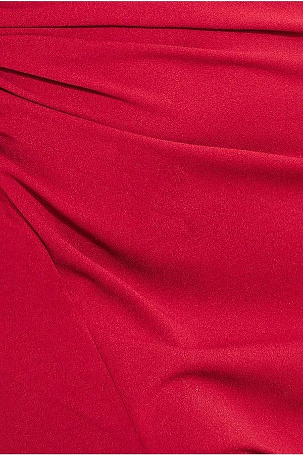 Goddiva One Shoulder Front Split Scuba Maxi - Wine By Goddiva