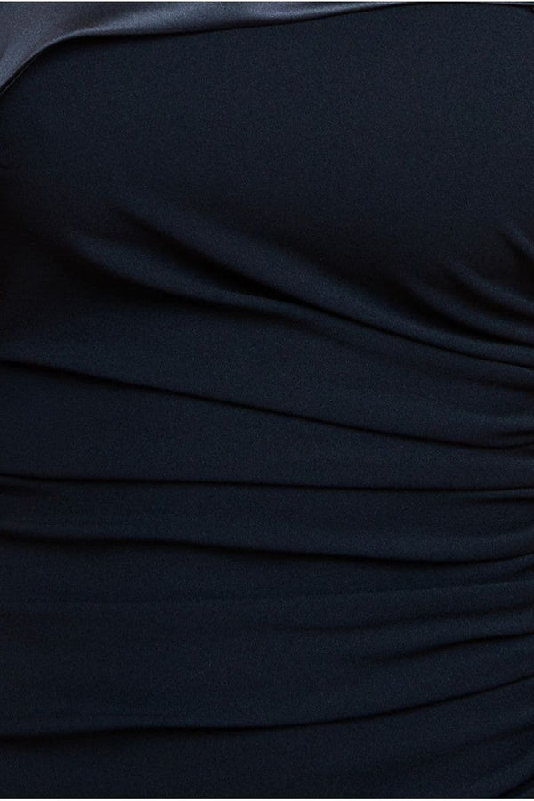 Goddiva One Shoulder Satin Band Maxi Dress - Black By Goddiva