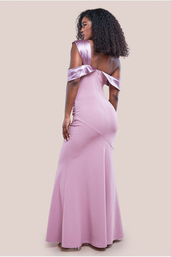 Goddiva One Shoulder Satin Band Maxi Dress - Rose Pink By Goddiva