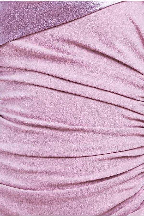 Goddiva One Shoulder Satin Band Maxi Dress - Rose Pink By Goddiva