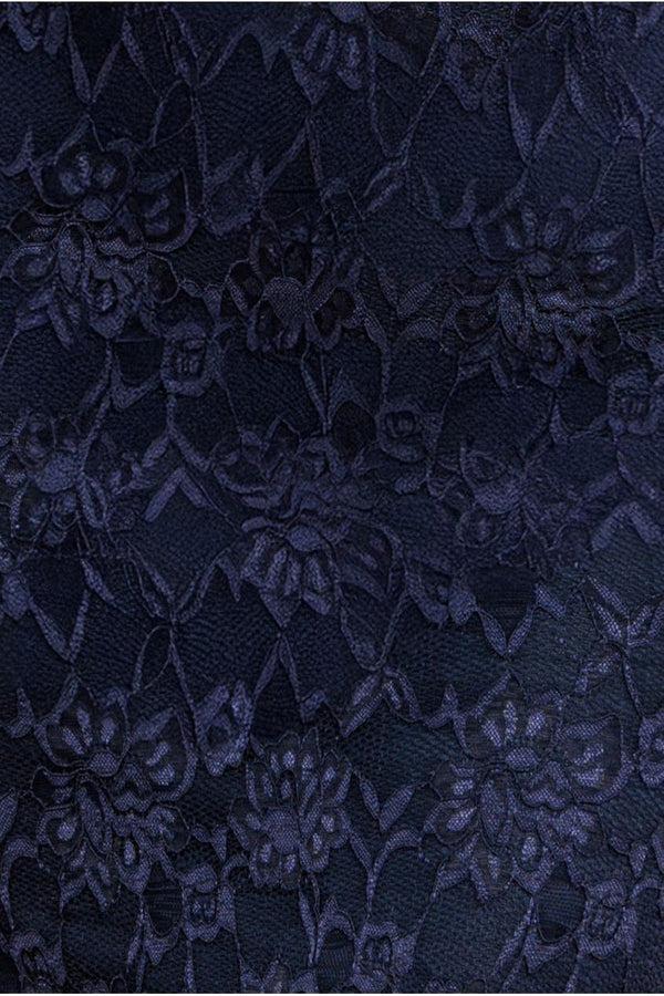 Goddiva One Shoulder Scalloped Neck Maxi Dress - Navy Blue By Goddiva