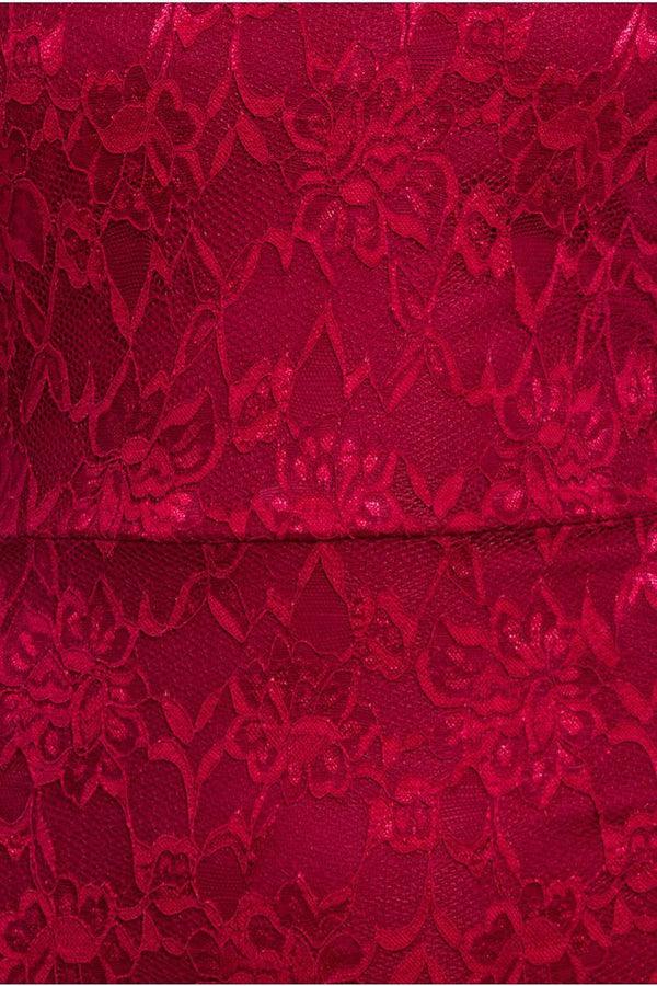 Goddiva One Shoulder Scalloped Neck Maxi Dress - Wine By Goddiva