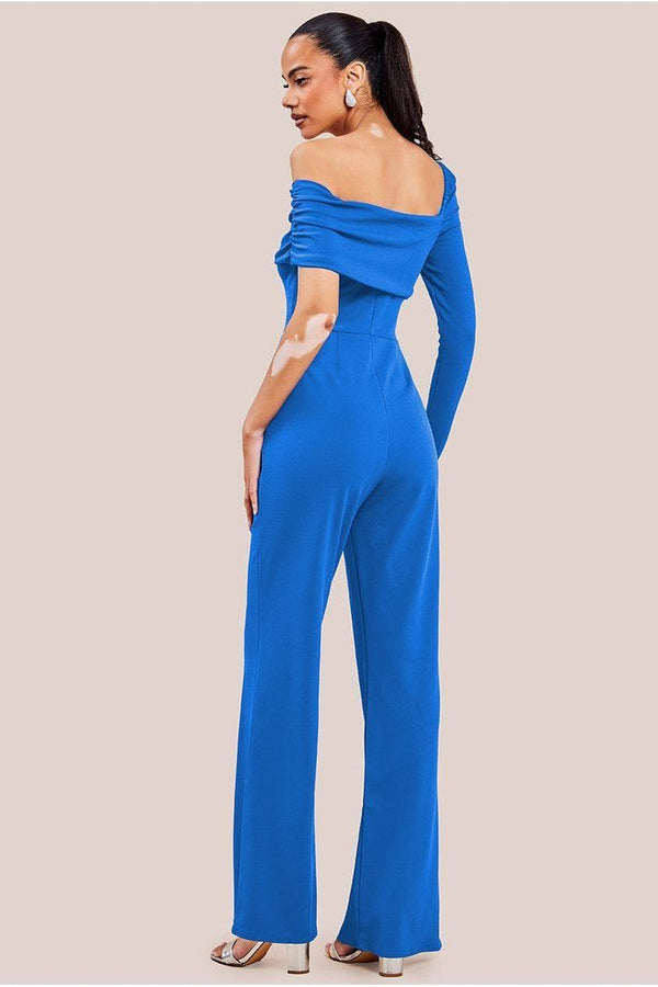 Goddiva One Shoulder Scuba Jumpsuit - Royal Blue By Goddiva