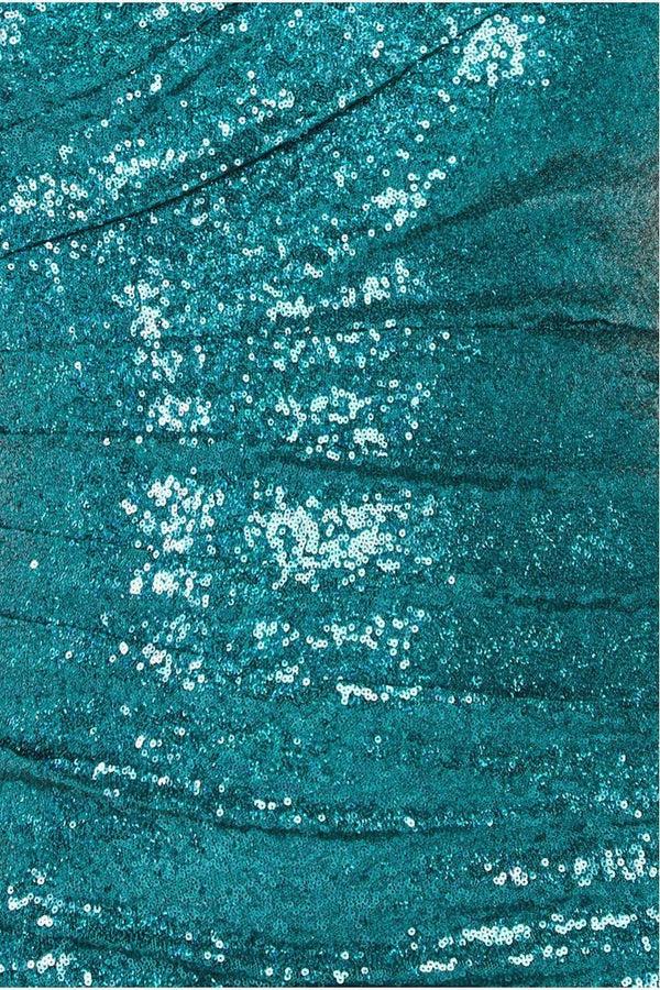Goddiva One Shoulder Sequin Evening Maxi - Emerald Green By Goddiva