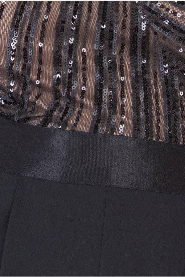 Goddiva One Shoulder Sequin Jumpsuit - Black By Goddiva