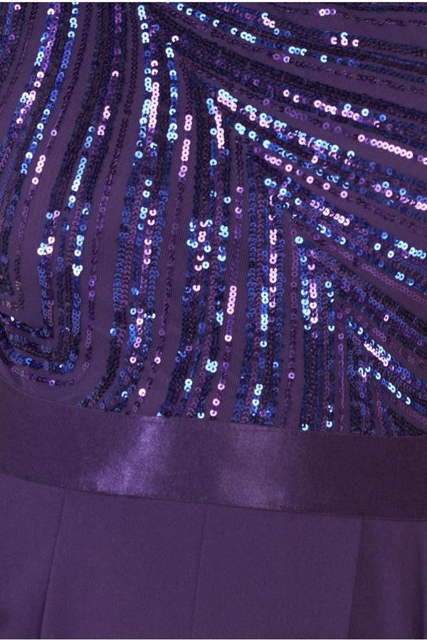 Goddiva One Shoulder Sequin Jumpsuit - Purple By Goddiva