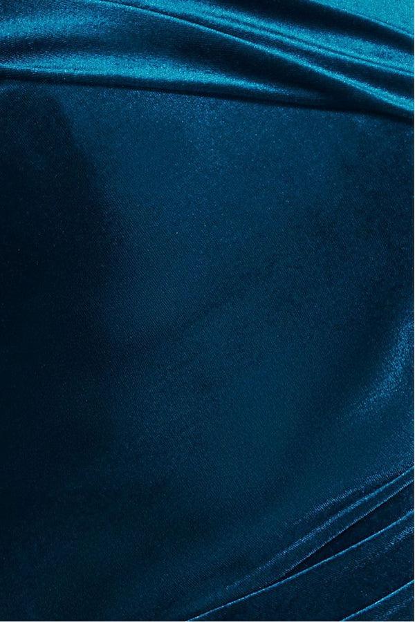 Goddiva One Shoulder Velvet Maxi Dress - Teal By Goddiva