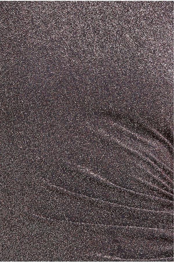 Goddiva Open Lurex Back One Sleeve Maxi Dress - Bronze By Goddiva