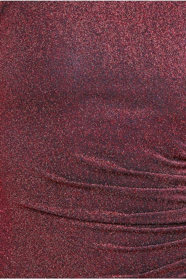 Goddiva Open Lurex Back One Sleeve Maxi Dress - Red By Goddiva