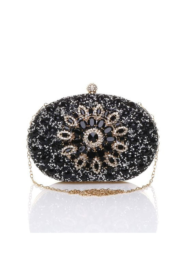 Goddiva Oval Diamante Embellished Clutch Bag By SVNX