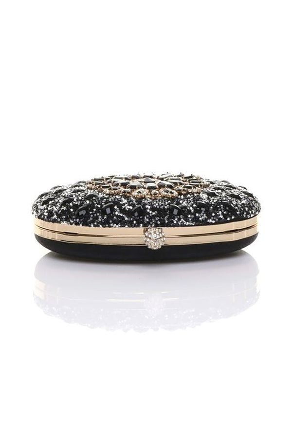 Goddiva Oval Diamante Embellished Clutch Bag By SVNX