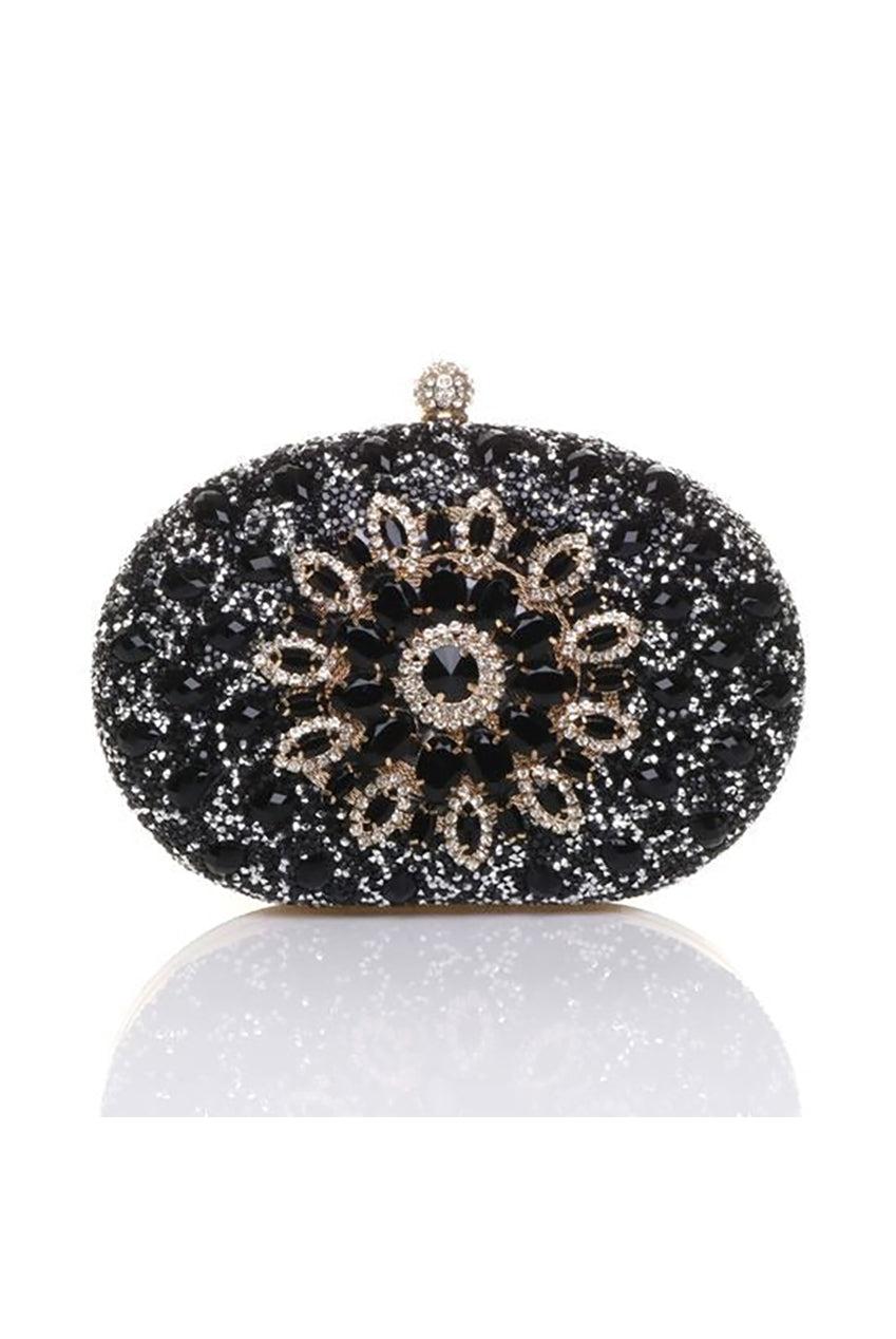 goddiva Oval Diamante Embellished Clutch Bag by SVNX