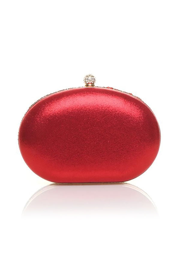 Goddiva Oval Diamante Embellished Clutch Bag In Red By SVNX