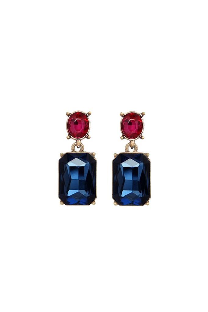 goddiva Oval Twin Gem Post Earring In Navy Rose Pink by Last True Angel
