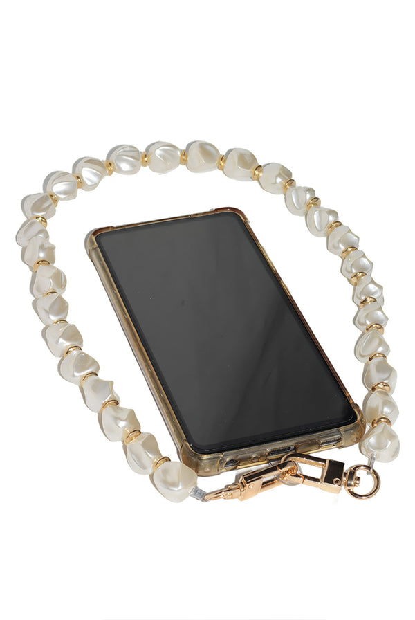Goddiva Pearl Barok Phone Strap - White By Goddiva Accessories