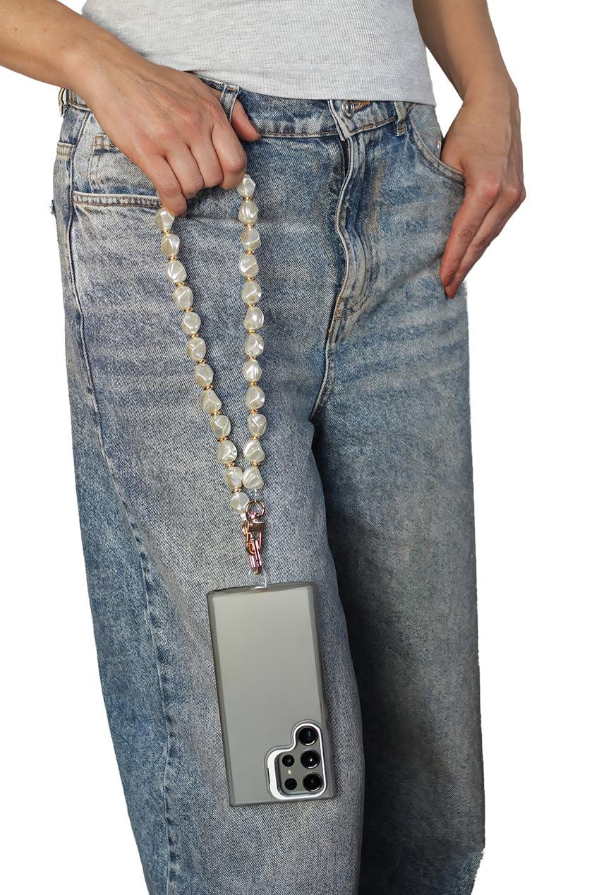 goddiva Pearl Barok Phone Strap - White by Goddiva Accessories