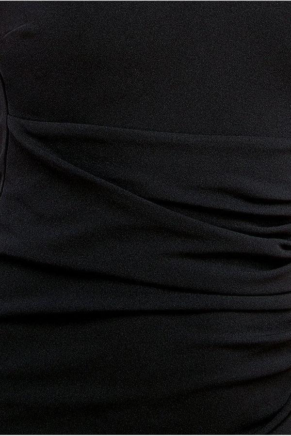 Goddiva Pearl Detail Scuba Crepe Maxi Dress - Black By Goddiva