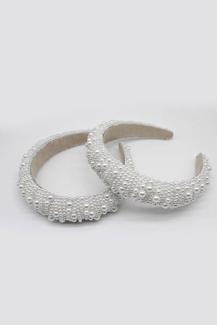 goddiva Pearl Headband With Assorted Sized Pearls Detailing by SVNX