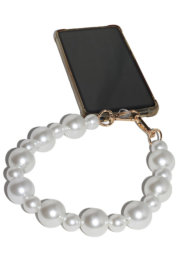 Goddiva Pearl Phone Strap - White By Goddiva Accessories