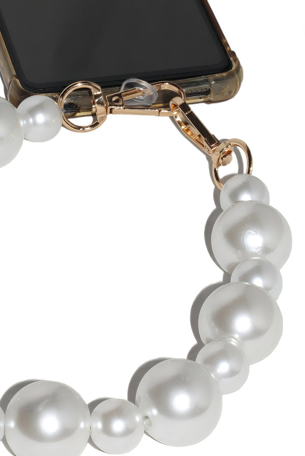 Goddiva Pearl Phone Strap - White By Goddiva Accessories
