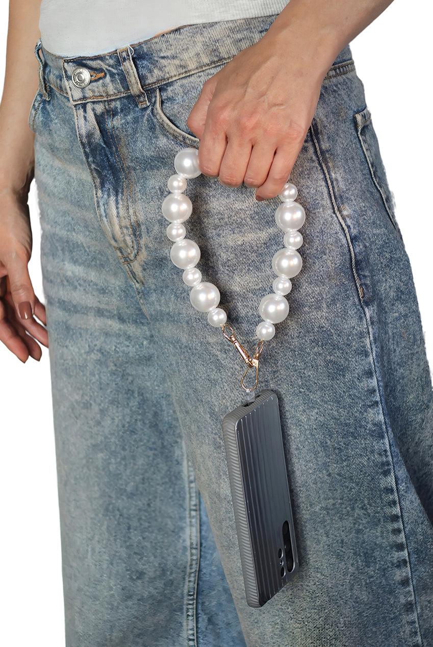 goddiva Pearl Phone Strap - White by Goddiva Accessories