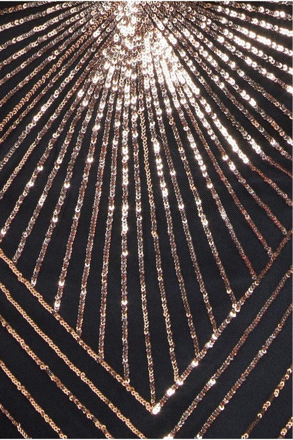 Goddiva Plus Starburst Sequin Maxi Dress - Rose Gold By Goddiva Plus