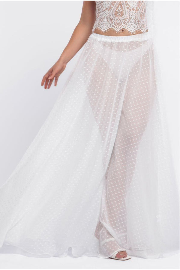 Goddiva Polka Dobby Chiffon A-Line Maxi Skirt By Goddiva