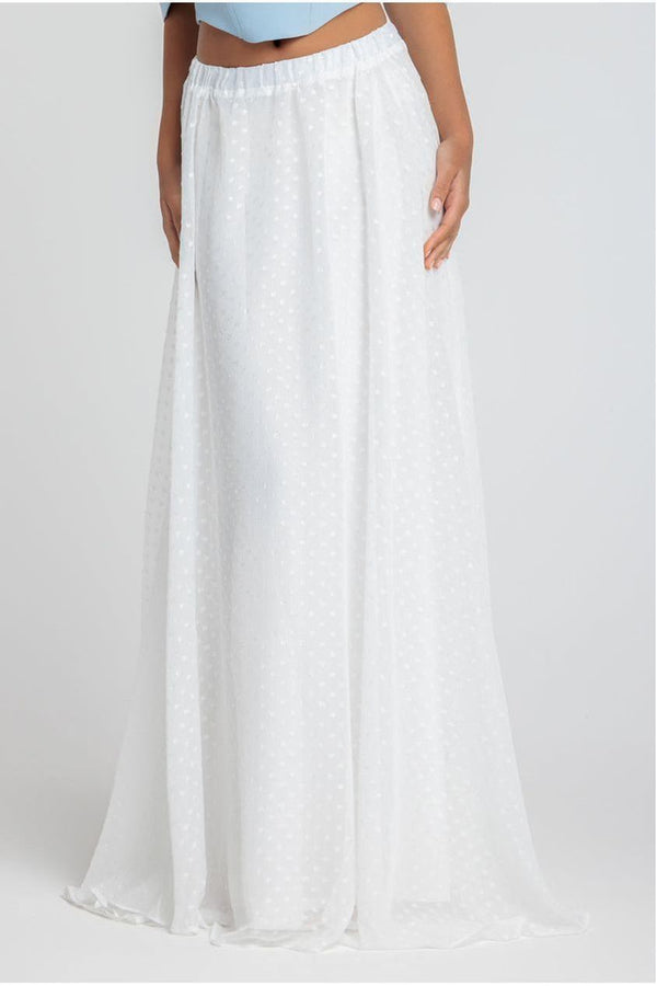Goddiva Polka Dobby Chiffon A-Line Maxi Skirt By Goddiva