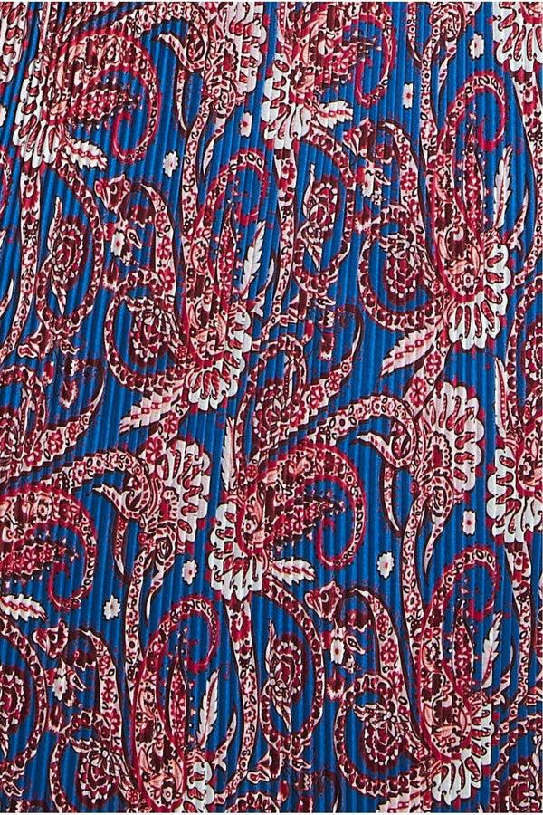 Goddiva Printed Shirred Midi Skirt - Blue By City Goddess