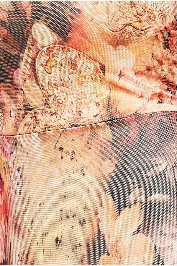 Goddiva Printed Soft Mesh A-Line Maxi Dress - Orange By Goddiva