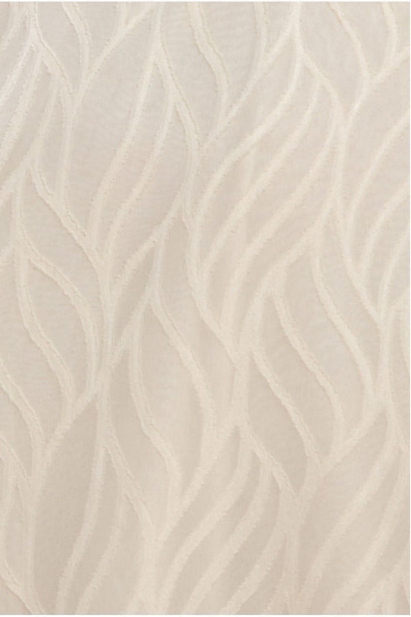 Goddiva Puff Sleeve Side Slit Flared Jacquard Chiffon Midi Dress - Cream By Goddiva