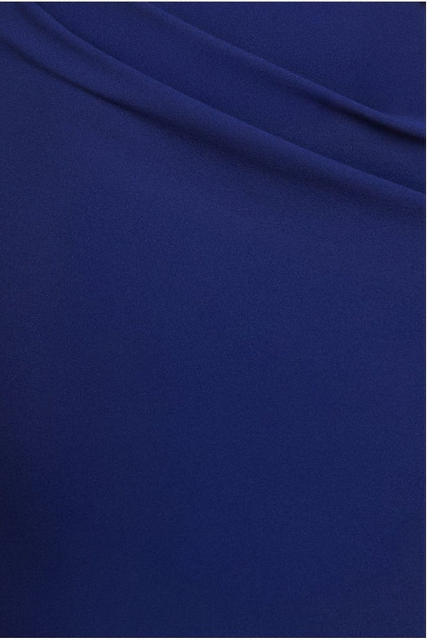 Goddiva Puffy Satin Sleeve Scuba Maxi Dress - Navy Blue By Goddiva